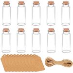 10Pcs 20ml Mini Glass Bottles with Cork Stoppers Small Glass Bottles Glass Message Bottle Wishing Bottle Tiny Spell Jar for Party Diy Craft Decoration