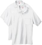 Hanes Men's Short Sleeve Jersey Pocket Polo (Pack of 2) - Large - White