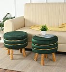 NACIA Pouffe Footstool Ottoman Stool for Sitting Puffy Furnitures for Home Living Room Chairs Table Pouf Foam Foot Stool Footrest Stool for Bedroom Living Room Balcony, 16x16x17 in, Green