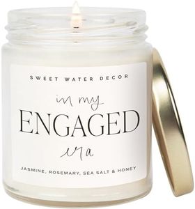 Sweet Water Decor In My Engaged Era Candle - Jasmine, Rosemary, Sea Salt, and Honey Scented Candle - 9 oz Soy Candle in Clear Jar with 40+ Hours Burn Time - Engagement and Bridal Shower Gifts for Her