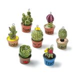 Ipotkitt 14 Pcs 7 Styles Resin Green Plant Charms Plastic Tropical Cactus Pot Charms Desert 3D Succulent Charms for Jewellery Making Necklaces Earrings Bracelets