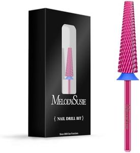 MelodySusie Super Long 5 in 1 Nail Drill Bits, 3/32'' Carbide Tungsten Bits, Suitable for Manicure Pedicure Cuticle Gel Polishing, Professional Advanced Bits, Pink Blossom, Series Bit-X, Medium