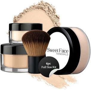 4pc Full Size Kit (Fair 1) Mineral Makeup Matte Translucent Loose Foundation + Kabuki Brush + Concealer + Finishing Setting Powder + Bare Face Full Coverage SPF 30 All Skin Types Waterproof