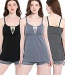 SUIEK Women's Nursing Tank Top Cami Maternity Bra Breastfeeding Clothes (Medium, CB-Black+Stripe+Charcoal - Fifth Style)