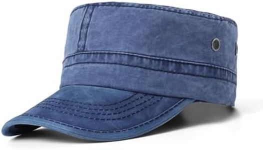 meioro Washed Cotton Military Caps Unisex Adjustable Cadet Army Cap Classic Vintage Captain Hat Flat Top Cap （Navy）