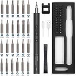 Electric Screwdriver, 28 IN 1 Precision Screwdriver Set with 24 Bits and USB Cable, Portable Magnetic Repair Tool Kit with LED Lights for Phones Watch Jewelers Computers (Black)