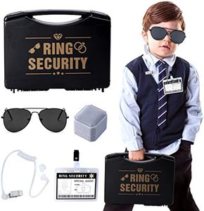 Keymall Ring Bearer Wedding Ring Security Box Include Special Agent ID Card Shades Ring Box For Kids Ring Bearer Proposal Gift (Set A)