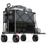 TIMBER RIDGE Folding Double Decker Wagon, Heavy Duty Collapsible Wagon Cart with 54" Lower Decker, All-Terrain Big Wheels for Camping, Fishing, Shopping, Garden, and Beach, Support Up to 225lbs, Gray