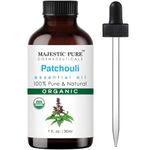 Majestic Pure Organic Patchouli Essential Oil - 100% Pure Patchouli Oil for Aromatherapy, Massage & Topical Uses, Perfect for Diffuser & Essential Oil Diffuser - 0.3 Fl Oz