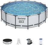 Bestway Steel Pro MAX 16 x 4 Foot Outdoor Frame Above Ground Round Swimming Pool Set with Ladder, Cover, Filter Pump, and Replacement Cartridge