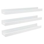 Kiera Grace Engineered Wood Floating Shelves - 23", White, 3Pcs - Wall-Mounted Picture Frame Shelves for Home, Room, Office