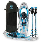 G2 30 Inches Blue Light Weight Snowshoes for Women Men Youth, Set with Trekking Poles, Tote Bag, Special EVA Padded Ratchet Binding, Heel Lift, Toe Box（Blue）