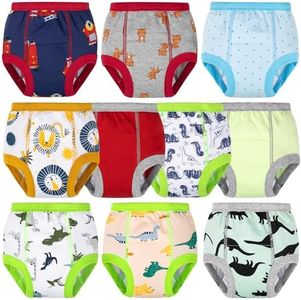 BIG ELEPHANT 10-Packs Training Underwear Absorbent Unisex Toddler Potty Trained Pants, 100% Cotton,7-8Y