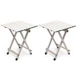 SunnyFeel Compact Folding Camping Table, Aluminum Lightweight Foldable Camp Tables, Outdoor Travel Picnic BBQ for 2 People, Gray Pack of 2