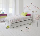 Noa and Nani Single Bed in White with Trundle, Extra Sleepover Bed 2 in 1, Millie