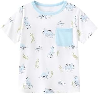 BambooBud Toddler Boys Girls Crew Neck Tee Short Sleeve T-Shirts Infant T-Shirt Viscose from Bamboo Unisex Shirts, Little Dinosaur, 5T