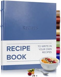Gallery Leather Personalized Recipe book to write in your own recipes - Custom, 3 Ring Binder With Plastic Sleeves, Blank, 25 Pocket Pages and Ivory Cards - Acadia Hydrangea - 9.25 x 8 "