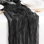 BESBESME 1 Piece Cheese Cloth Table Runner,Large Gauze Black Table Runner 10ft Rustic Boho Table Cloth for Wedding Party Bridal Shower Boho Table Decor 35x120 Inch