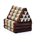 Leewadee - Comfortable Japanese Floor Mattress Used As Thai Floor Bed with Triangle Cushion, Futon Mattress Or Thai Massage Mat, 67 x 21 inches, Brown