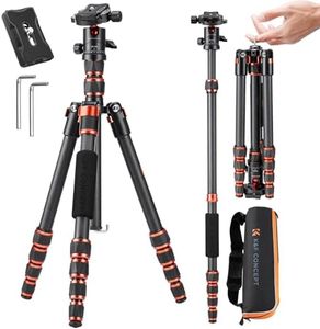 K&F Concept 60 inch Carbon Fiber Camera Tripod,Lightweight Compact Tripod with 360 Degree Ball Head,Quick Release Plate,Detachable Monopod 17.64lbs Load Capacity for SLR DSLR A225C0+BH-25L