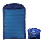 Berghaus Indulge Double Sleeping Bag with Built-in Pillow for Adults, Teens, Kids, 2 People, 2-3 Season, Waterproof (Blue, Double)