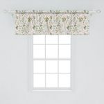 Ambesonne Vintage Window Valance Pack of 2, Garden Art Nature Theme with Herbs and Flowers Colorful Spring Season Elements, Rod Pocket Curtain Valances for Kitchen Bedroom, 54" X 18", Sage Green