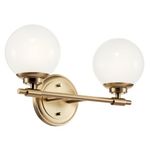 KICHLER Benno 2-Light Vanity, Modern Light with Opal Glass in Champagne Bronze, for Bathroom or Powder Room (8.75" x 14.75"), 55171CPZ