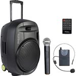 PORT15VHF-MKII - IBIZA - STAND-ALONE PORTABLE SOUND SYSTEM 15”/38CM WITH USB-MP3, VOX, BLUETOOTH & 2 VHF MICROPHONES - 800W, 17-2603