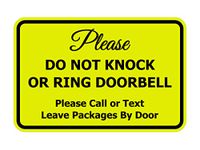 Signs ByLITA Classic Framed DO NOT Knock OR Ring DOORBELL (Yellow/Black) - Large