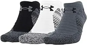 Under Armour Adult Elevated Performance No Show Socks, 3-Pairs , Pitch Gray Assorted , Medium