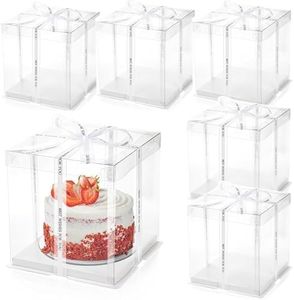 LyyGuanYoo 6 Pack Clear Cake Box, Transparent Cake Box for 2 Tiered Cake, 8x8x9Inch Tall Cake Carrier Box with Sturdy Board for Bakery Dessert Bread Pastry Birthday Parties Wedding Graduation