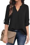 Timeson Black Blouses for Women,3/4