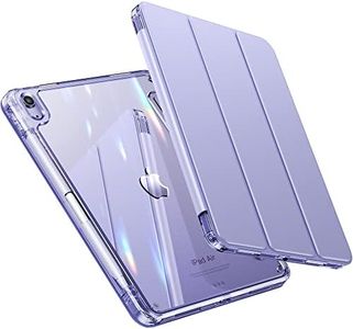 INFILAND Funda para iPad Air 5/4 10.9 Pulgadas (2022/2020) - Cristalina Antichoque y Soporte para Stylus [Soporta Carga Inalámbrica] y Auto Sleep/Reloj Despertador, Lavanda Inglés