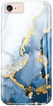 luolnh iPhone Se 2020 Case,iPhone 6 7 8 Case,Bling Glitter Sparkle Rose Gold Marble Design Bumper Glossy TPU Soft Rubber Silicone Skin Cover Case for iPhone Se 2020 6 7 8(White&Dark Blue)