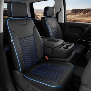 RIDEPOSH Custom Leather Seat Covers for Silverado/Sierra 1500 2019-2026 | Only Crew Cab, Fits 2500/3500HD 2020-2026, Protective, Scratch-resistant, Easy-clean