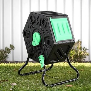 Gardeon Compost Bin, 65L Garden Composting Tumbler, Single Chamber 360° Rotating with Sliding Door, for Kitchen, Yard, Outdoor, Lawn Waste