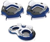 Intex River Run Connect 1 Person Floating Tube, Blue (2 Pack) & 2 Person Tube