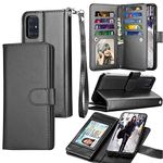 Galaxy A51 Case, [4G Version] Galaxy A51 Wallet Case, Tekcoo Luxury PU Leather Cash Credit Card Slots Holder Carrying Folio Flip Cover [Detachable Magnetic Hard Case] Kickstand for Samsung A51 [Black]