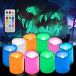 10 PCS Colored Flameless Flickering Remote Control Led Votive Tea Light Timer Candles Color Changing Battery Operated LED Fake Candle for Wedding Party Halloween Pumpkin Light Christmas Decorations