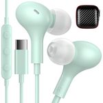 USB C Headphones for Apple iPhone 16 Pro Max 15 Plus Small Magnetic Ear Buds Type C Earbud Wired Corded Earphones Microphone for Google Pixel 9 8 7 Samsung Galaxy S24 S23 S22 S21 Ultra Android Mint