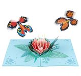 Agoer Pop Up Cards, 3D Flower Greeting Cards Pop Up Flower Bouquet, 3D Paper Flower Cards with Magic Flying Butterfly, for Birthday Graduation Thank You Teachers Anniversary All Occasion