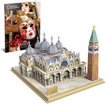 CubicFun 3D Italy Puzzles Models Architecture Kits for Adults and Kids,with National Geographic Booklet for Venice St.Mark's Square