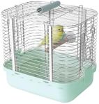 YOOSO WING Bird Carrier Travel Cage, Durable Portable Stainless Steel Birdcage with Bird Perch & Feeding Bowl for Parrots Canaries Budgies Lovebirds Conures Cockatiels (Small Light Green)