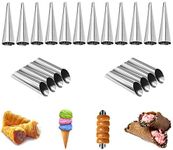 Bezall 20Pcs Cannoli Forms Tubes, Stainless Steel Cream Horn Molds Danish Pastry Waffle Cone Cream Roll Croissant Shell Baking Moulds