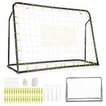 COSTWAY 2-in-1 Football Goal, 6.1 ft x 4 ft Weatherproof Angle-Adjustable Rebounder Net Football Training Equipment with High-Strength Netting, Quick Set-up Soccer Goal for Kids Practice (Black)