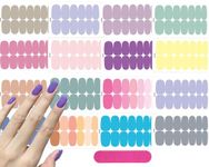 16 Sheets Light Color Nail Polish Strips Stickers, Solid Color Gel Nail Wraps Stickers, Self Adhesive Nail Art Decal Supplies with Nail File for Manicure Tip Decoration
