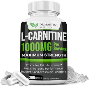 Dr. Martin's Nutrition Extra Strength L-Carnitine - 200 Capsules 1000mg Per Serving Boost Your Metabolism and Increase Performance, Color