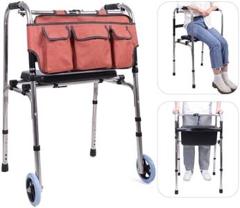 ENLUNTRA Rolling Walker for Seniors, with Seat and 2 Wheels and Bag, Adjustable, Lightweight, Compact, Walker Storage Bag, Orange