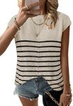 Zeagoo Women's Cap Sleeve Sweater Vest Crew Neck Sleeveless Casual Knit Tops 2024 Summer Clothes