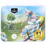 Castle Art Supplies 72 Spring Coloured Pencils Set | Wax-Based Pencils with Soft, Smooth Cores | Spring-Inspired Palette for Adult Artists | Organised in Display Tin | Seasons Collection